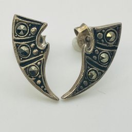 Sterling Marcasite Stud Earrings 1.6 G
