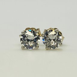 Sterling Rhinestone Stud Earrings 0.8 G