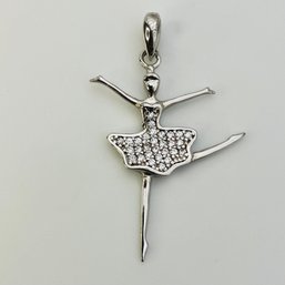 Sterling Rhinestone Ballerina Pendant 1.1 G