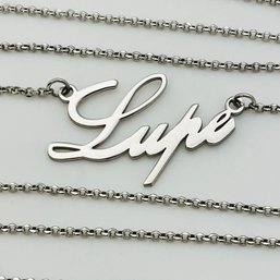 Solo Mio Italy Sterling Lupe Name Cable Chain Necklace 4.4 G