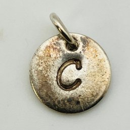 Sterling Letter C Disc Pendant 0.7 G