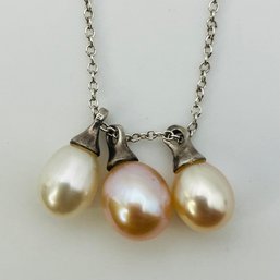 Sterling Pearl Cable Chain Necklace 2.4 G