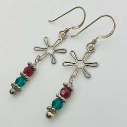 Sterling Beaded Dangle Earrings 2.2 G
