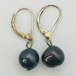 Sterling Pearl Dangle Earrings 2.5 G