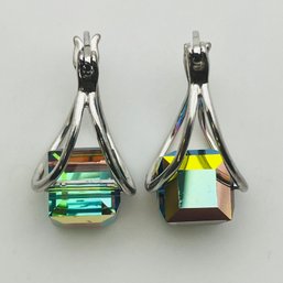 Sterling Cube Hoop Earrings 4.1 G
