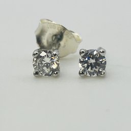 Sterling Rhinestone Stud Earrings 0.4 G