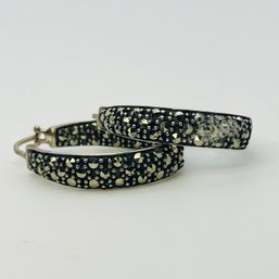 Sterling Marcasite Inside Out Hoop Earrings 9.5 G