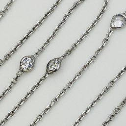 Sterling Clear Stone Bezel Set Cable Chain Necklace 4.3 G