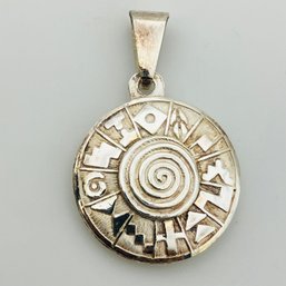 Sterling Incan Calendar Pendant 4.9 G