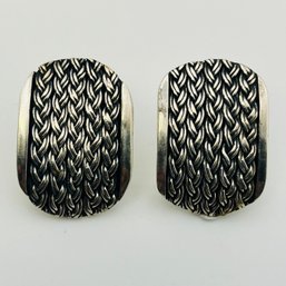 Geo Art Sterling Foxtail Weave Stud Earrings 5.1 G