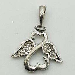 JWBR Sterling Clear Stone Angel Pendant 2.1 G