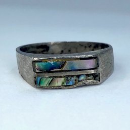 Sterling Abolone Inlay Squared Ring SZ 6.5 4g