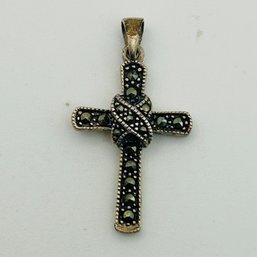 Signed PD Sterling Marcasite Cross. 1.2g