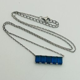 Sterling Spinel Pendent Cable Chain Necklace. 3.2g