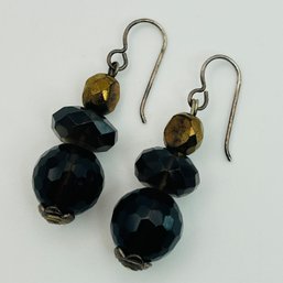 Sterling Smokey Quartz Dangle Earrings. 13.3g