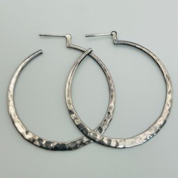 Silpada Sterling Flat Hoop Hammered Earrings. 7.2g