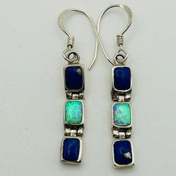 Sterling Multi Gem Hook Back Earrings. 3.1g