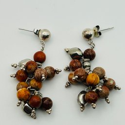 Sterling Multi Stone Cluster Hook Back Earrings. 12.5g