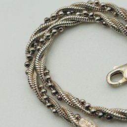 Signed Italy Sterling Beaded Twist Bracelet. 5.2g