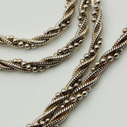 Signed Italy Sterling Beaded Twist Necklace. 14.0g