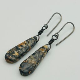 Sterling Jasper Hook Back Earrings. 4.2g