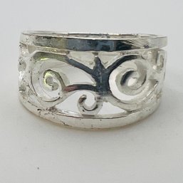 Sterling Vintage Ornate Swirl Ring Unknown Marking Size 5.25, 2.90 G