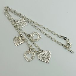 Italy Sterling Cable Chain Heart Charm Necklace. 9.7g