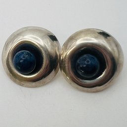 LAPIS LAZULI, Native American, PKL, Sterling Dome Circle Earrings 6.89 G
