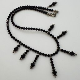 Sterling Adjustable 14 Inch Dark Red Beaded Necklace 11.65 G