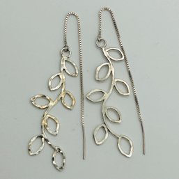 Sterling Threader Leaf Earrings. 3.5g