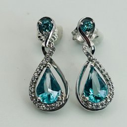 Signed Sterling Spinel Tear Drop Earrings. 2.4g