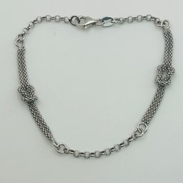 Italy Sterling Popcorn Knotted Chain Bracelet. 2.8g