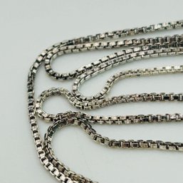 Sterling Long Box Chain Necklace. 4.3g