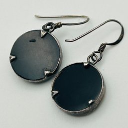 Sterling Onyx Moon Earrings. 5.3g