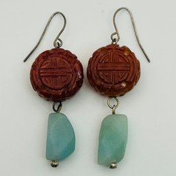 Sterling Multi Gem Dangle Earrings. 8.0g