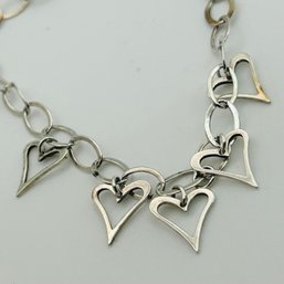 Italy Sterling Heart Charm Bracelet. 4.0g
