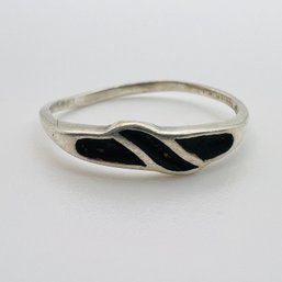 Signed Sterling Black Inlay Band Ring 1.0g | Sz7.25