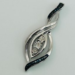 Sterling Diamond Sapphire Infinity Pendant. 3.4g