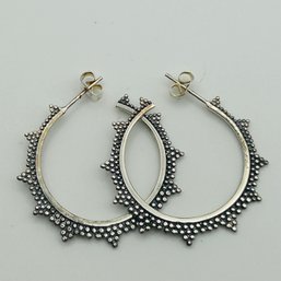 Signed ATI Sterling Half Hoop Bead Earrings. 5.4g