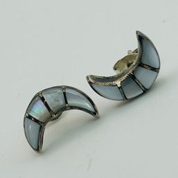 Sterling Mother Of Pearl Moon Earrings. 1.6g