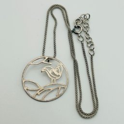 Sterling Popcorn Chain Bird Pendant Necklace. 5.5g