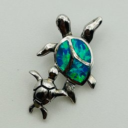 Sterling Opal Turtle Pendant 2.3g