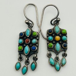 Barse Sterling Multi Stone Dangle Earrings10.3g