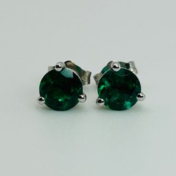 Signed Sterling Emerald Earrings 1.3g