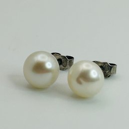 Sterling Pearl Stud Earrings