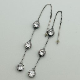 Earstring Sterling Rhinestone Dangle Earrings 4.3g