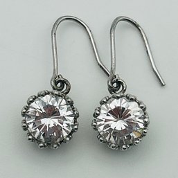 Signed ATI Sterling Rhinestone Earrings 3.6g