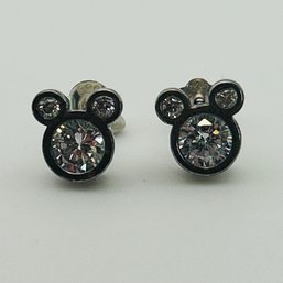Sterling Rhinestone Mickey Earring 2.6g