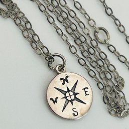 Signed Sterling Compass Necklace 2.5g
