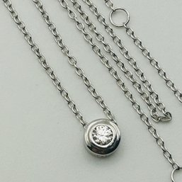 Signed Sterling Clear Stone Charm Cable Chain Necklace 2.8g